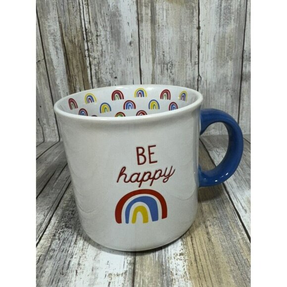 novogratz home rainbow be happy print coffee mug, cup - Picture 1 of 8